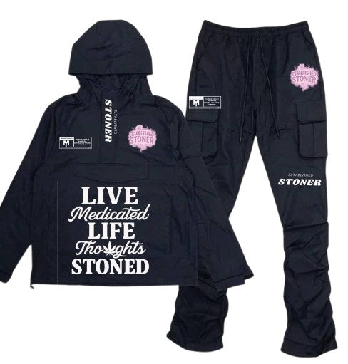 Established Stoner Hoodie & Cargo Pants Set - Black