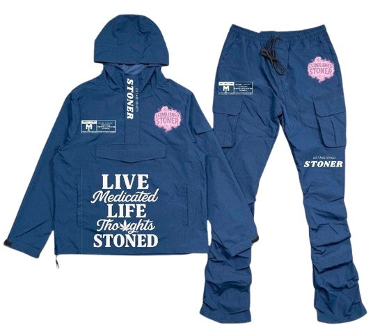 Established Stoner Hoodie & Cargo Pants Set - Navy Blue
