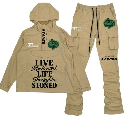 Established Stoner Hoodie & Cargo Pants Set - Tan