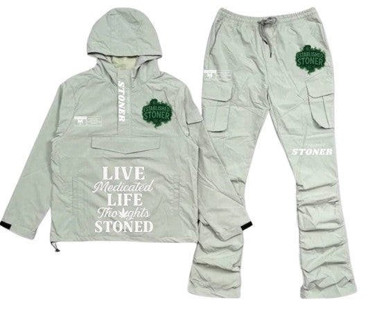 Established Stoner Hoodie & Cargo Pants Set - Sage Green